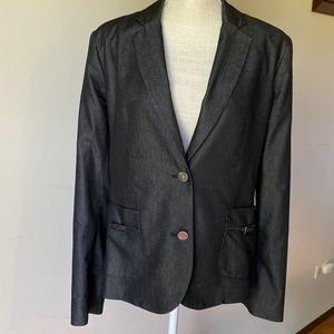 Calvin Klein women’s dark gray / black blazer cotton blend 2 metal buttons-14